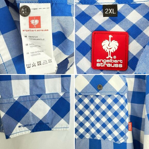 ENGELBERT STRAUSS Jacket Men's 2XL Overshirt Button Up Plaid Collar Hooded - Picture 9 of 16